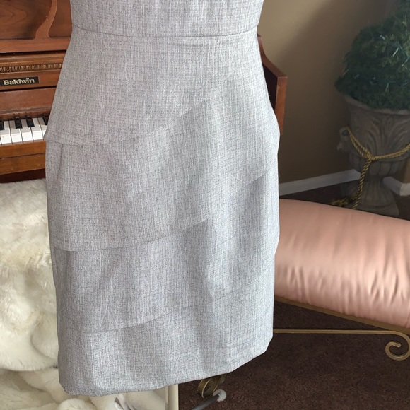 Gorgeous Grey Sheath Dress Pearl Neck Embelishment - Picture 3 of 7